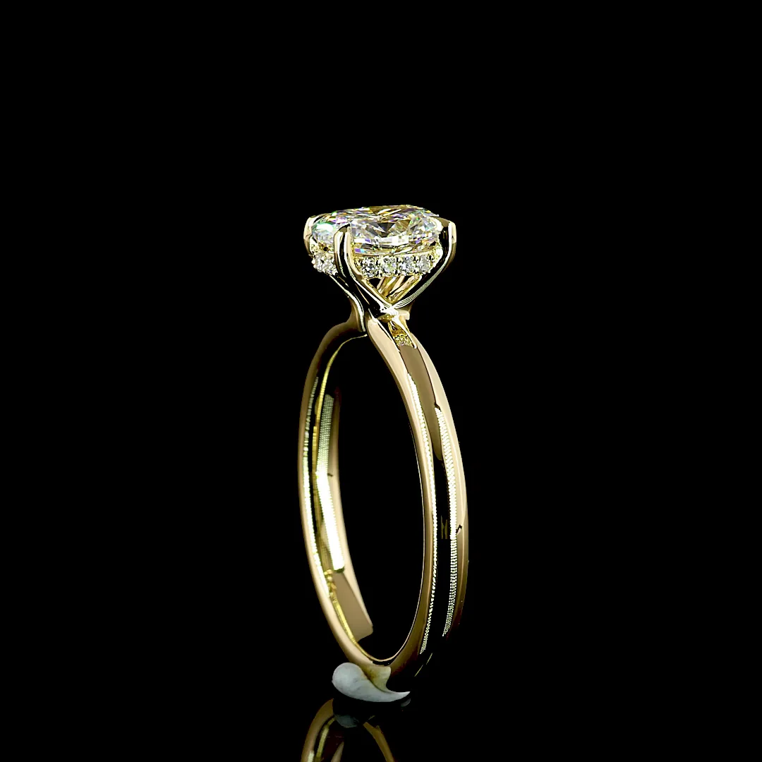 1.08 Cts 14k Yellow Gold Mix Shape Hidden Halo Ring - Image 2