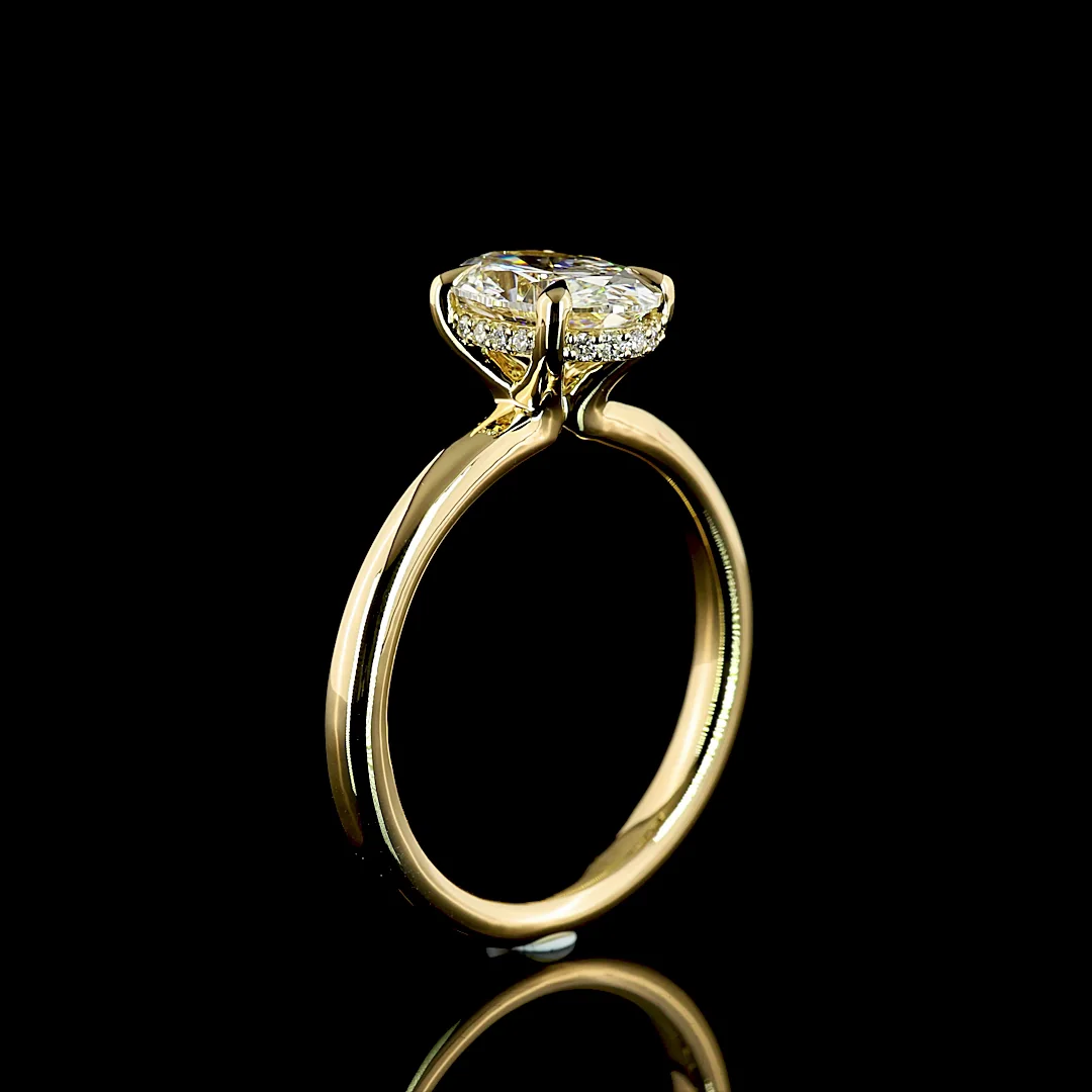 1.59 Cts 14k Yellow Gold Mix Shape Hidden Halo Ring - Image 4