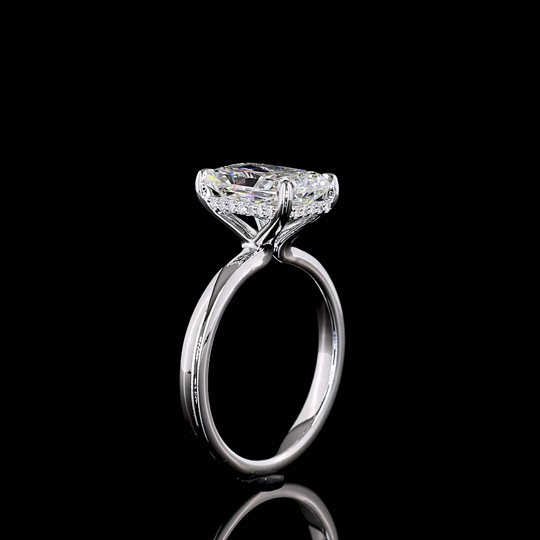 3.26 Cts 14k White Gold Radiant Shape Hidden Halo Ring - Image 4
