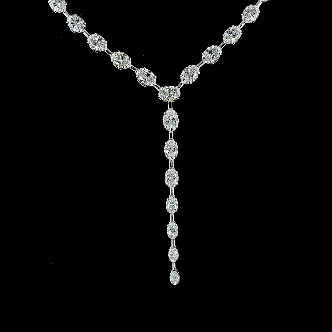 19.84 Cts 14k White Gold Oval Shape Lariat Necklace - Image 3