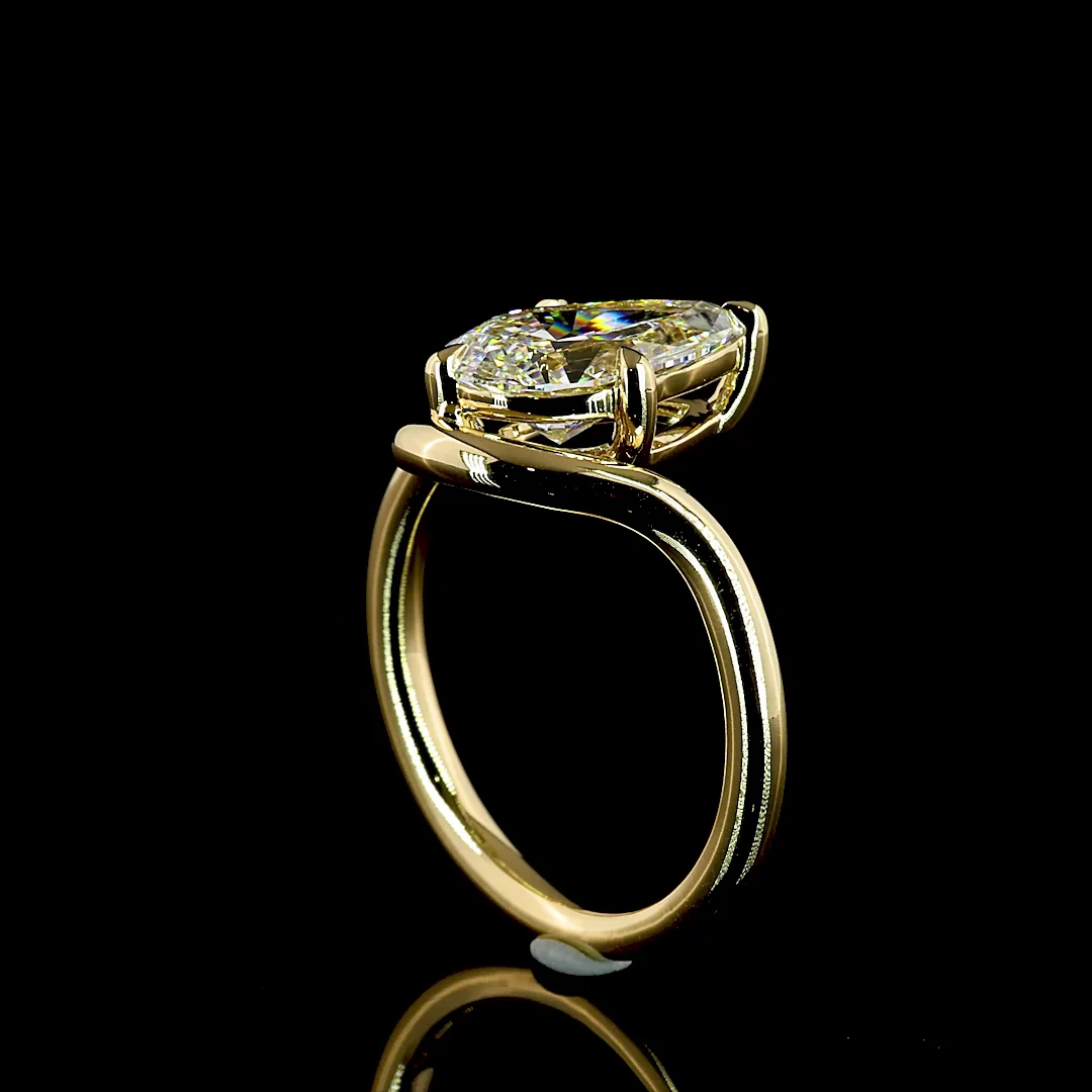 2.12 Cts 14k Yellow Gold Pear Shape Special Ring - Image 2