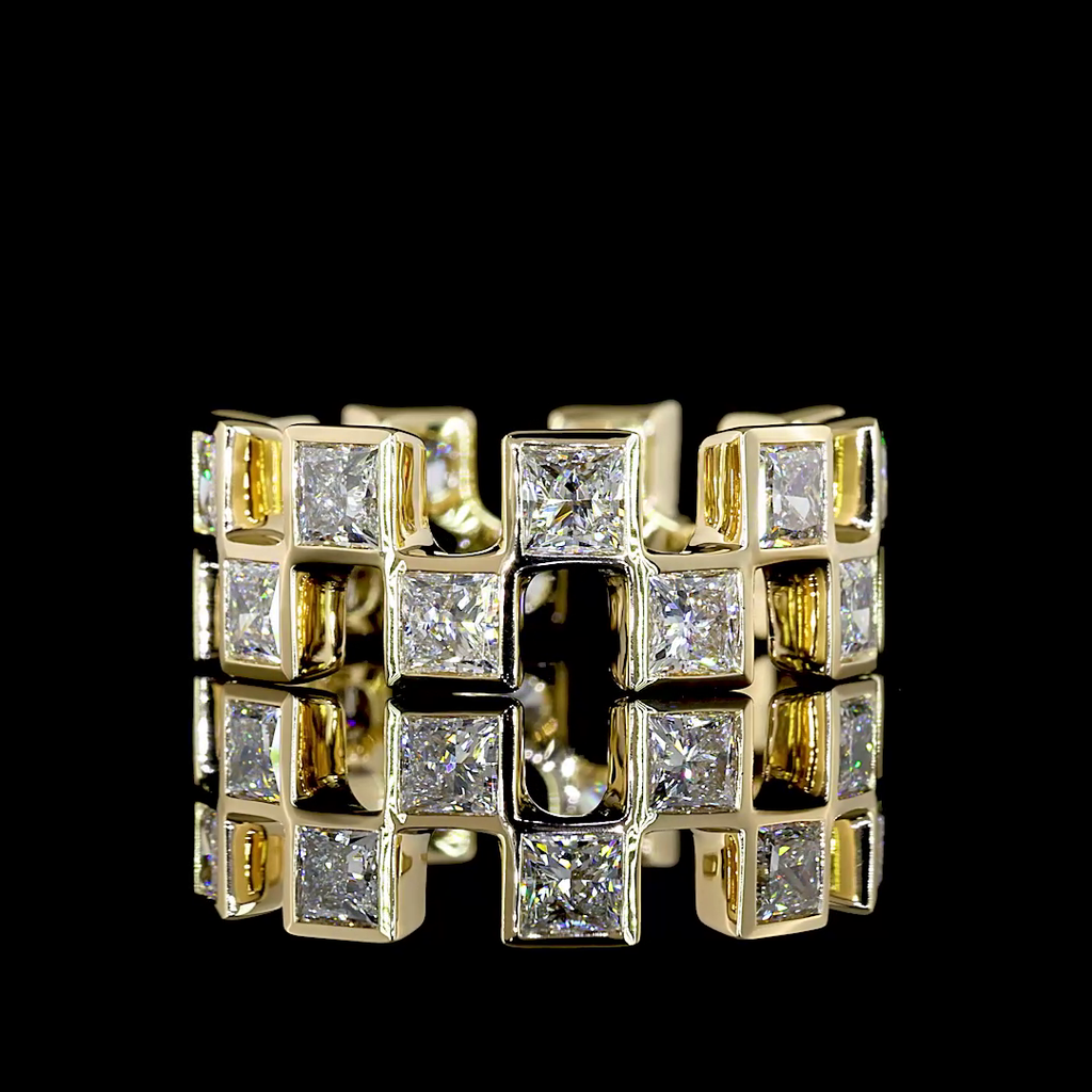 3.62 Cts 14k Yellow Gold Princess Shape Eternity Band Eternity Band - Video