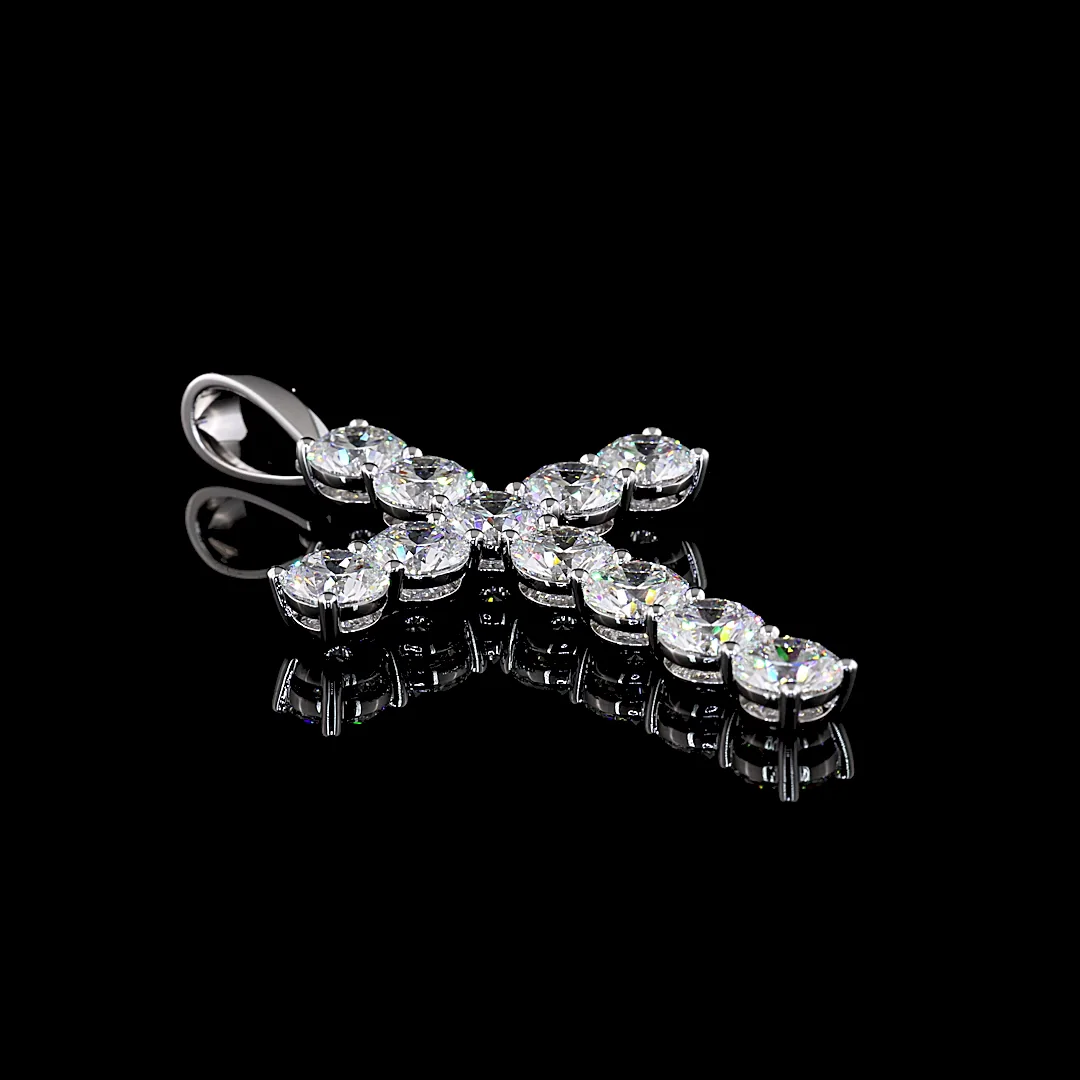 13.92 Cts 14k White Gold Round Shape Symbol Pendant - Image 3