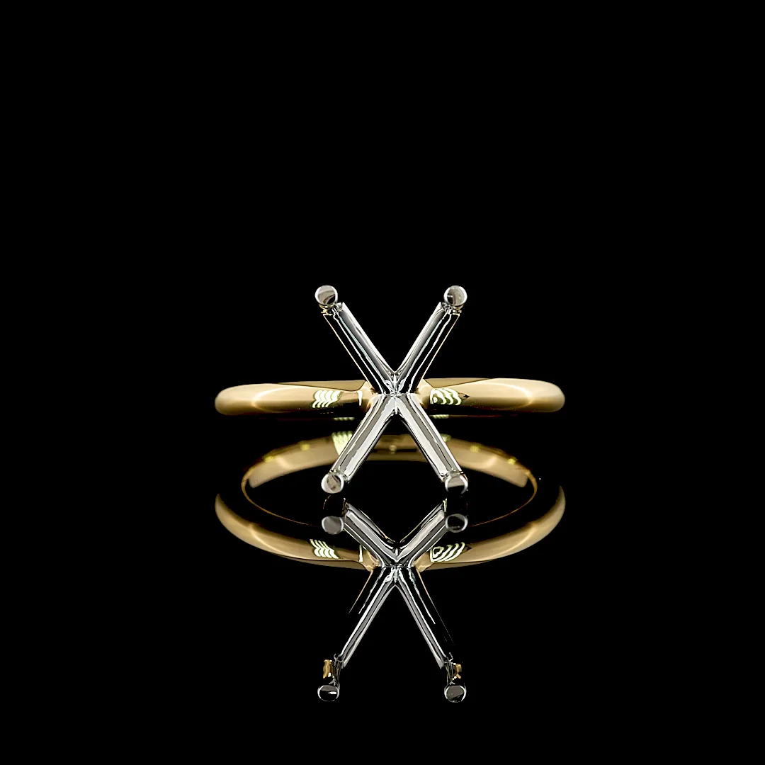 0 Cts 18k Yellow Gold - Platinum Shape Solitaire Ring - Video