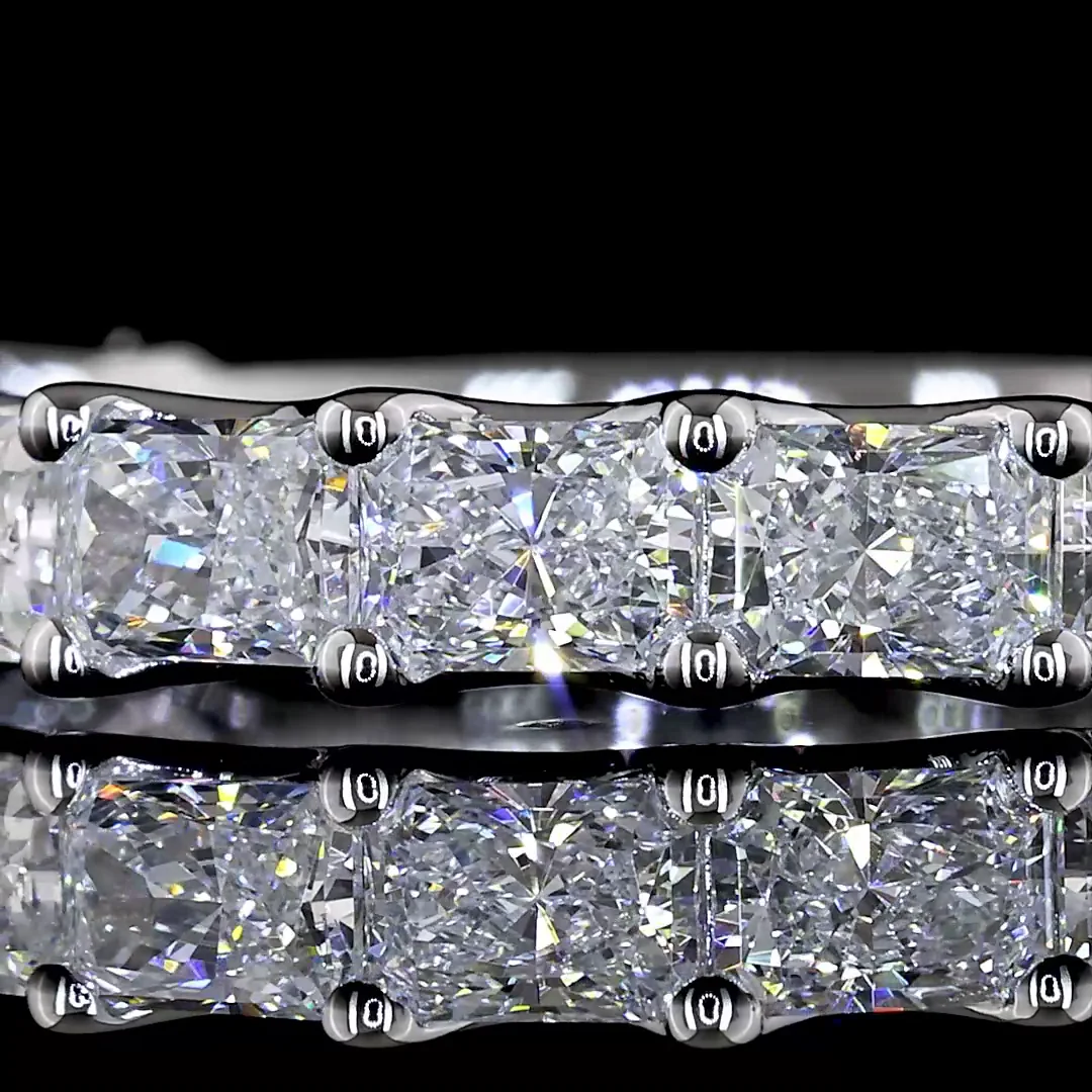 1.5 Cts 14k White Gold Radiant Shape 3/4 Band Eternity Band - Image 3