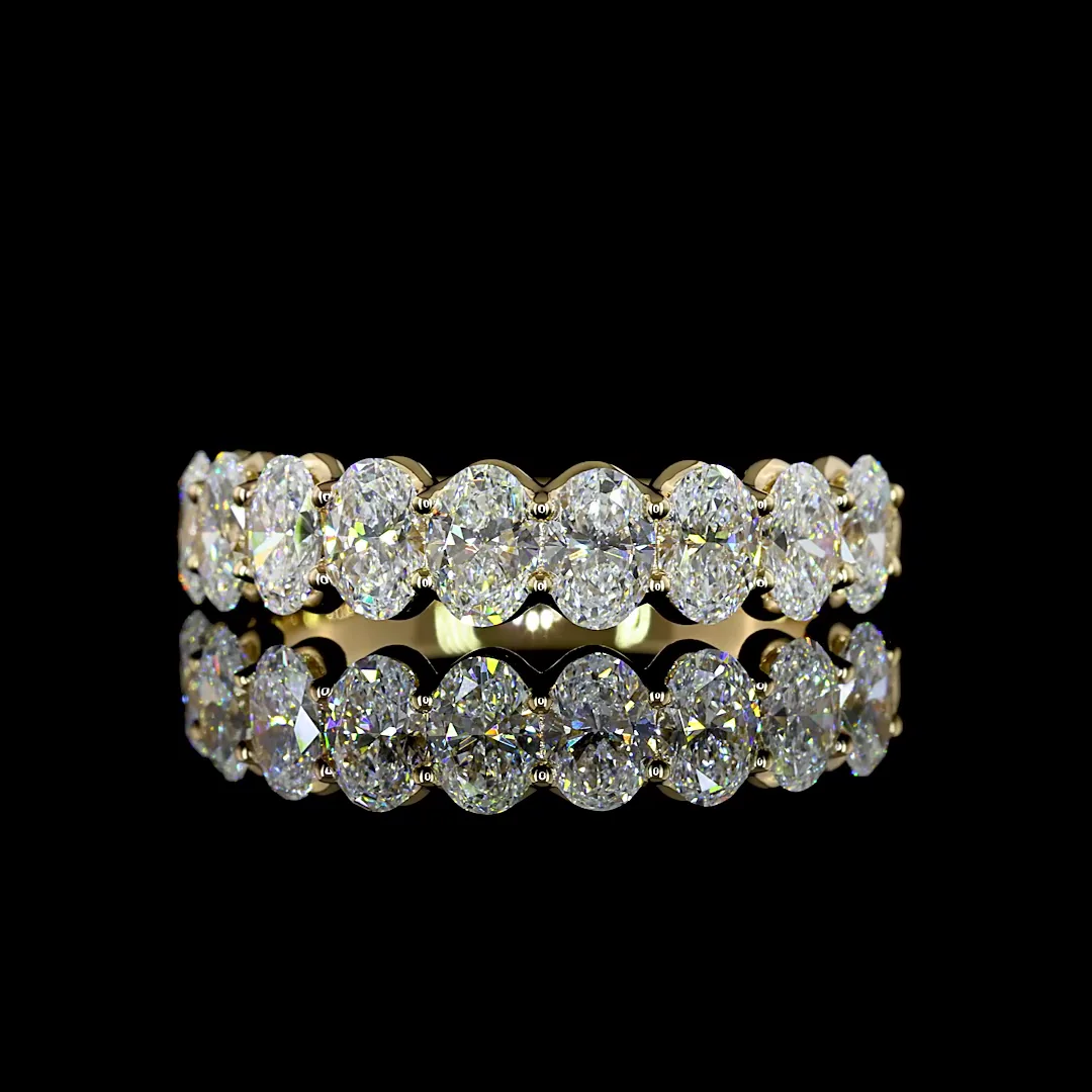 2.14 Cts 14k Yellow Gold Oval Shape Half Eternity Eternity Band - Video