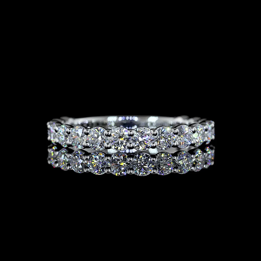 1 Cts 14k White Gold Round Shape Half Eternity Eternity Band - Video