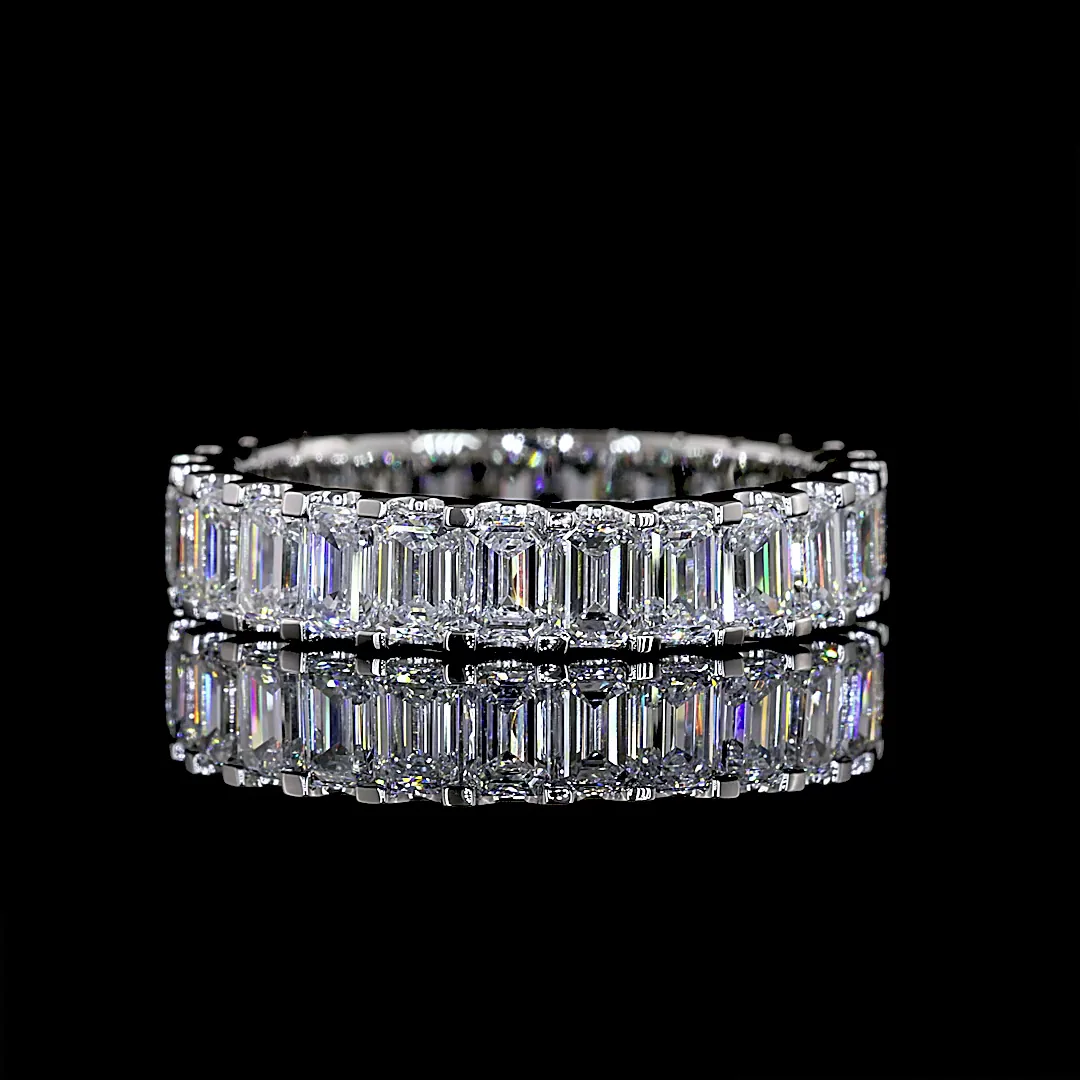 2.95 Cts Platinum Emerald Shape Eternity Band Eternity Band - Video