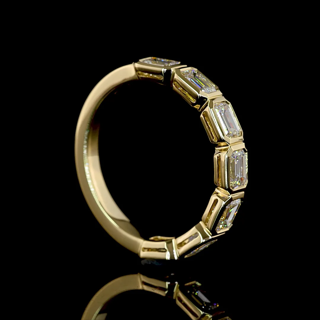 1.24 Cts 14k Yellow Gold Emerald Shape Half Eternity Eternity Band - Image 2
