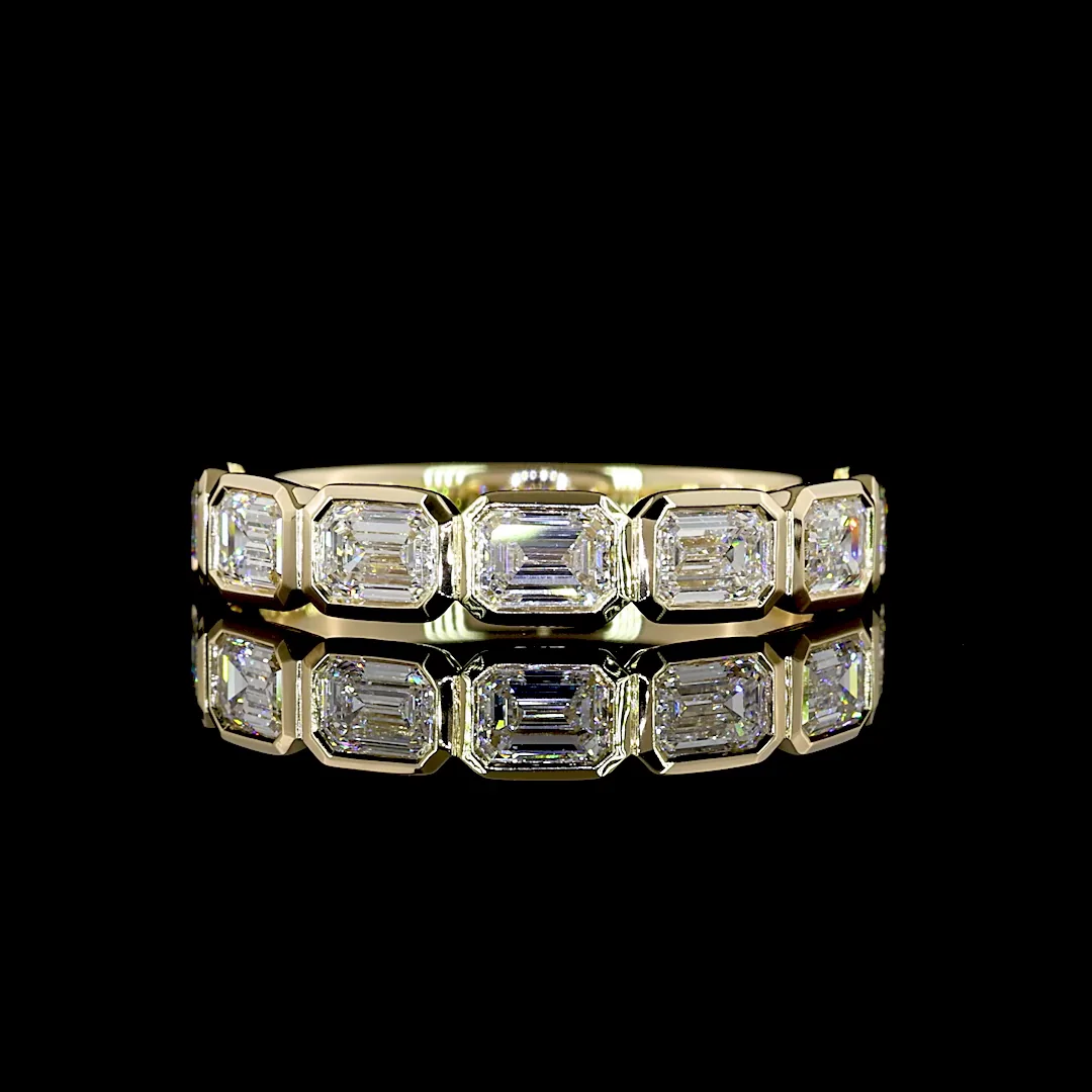 1.24 Cts 14k Yellow Gold Emerald Shape Half Eternity Eternity Band - Video