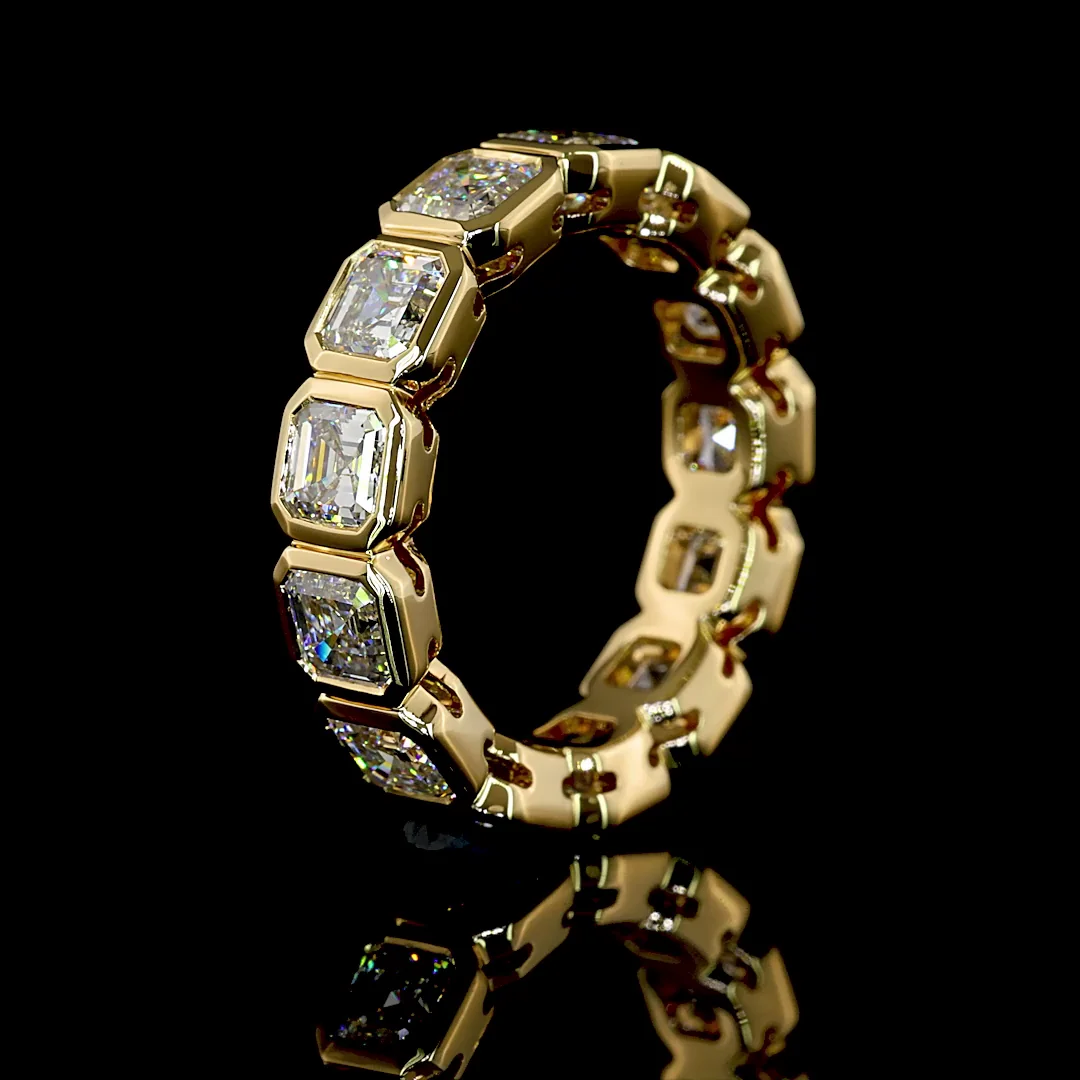 4.03 Cts 18k Yellow Gold Asscher Shape Eternity Band Eternity Band - Image 4