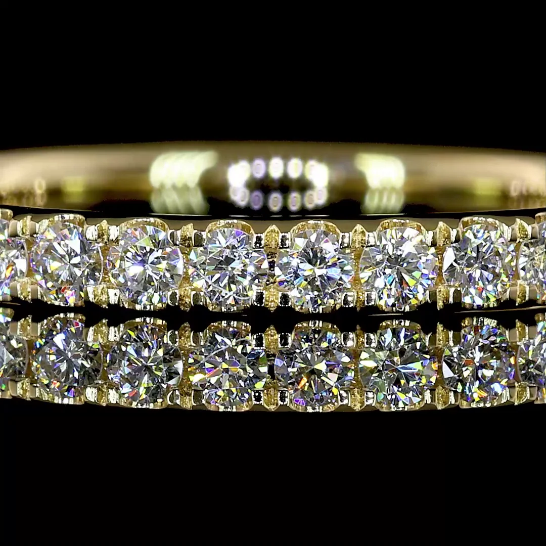 0.42 Cts 14k Yellow Gold Round Shape 3/4 Band Eternity Band - Image 3