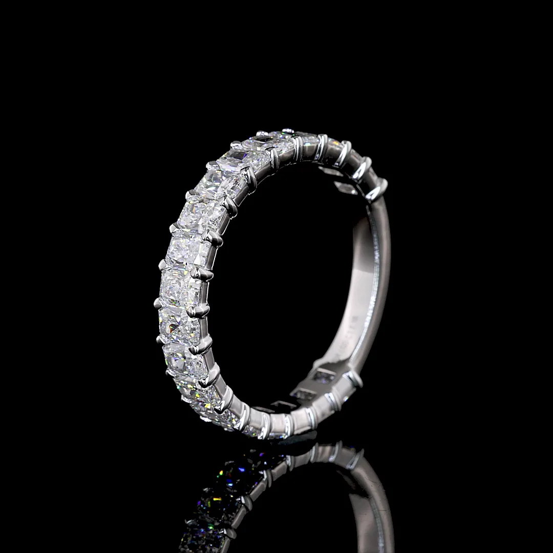 2.18 Cts 18k White Gold Radiant Shape 3/4 Band Eternity Band - Image 4