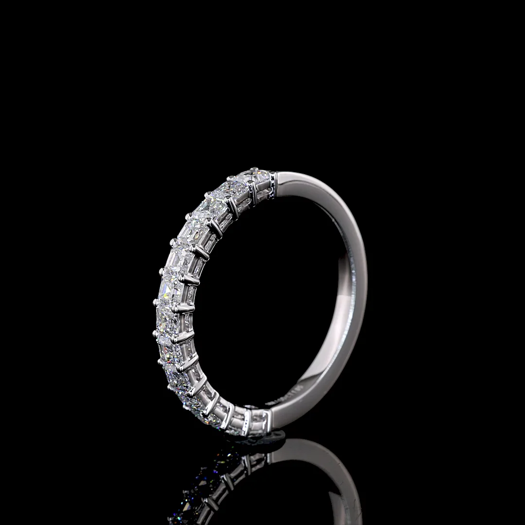 1.05 Cts 18k White Gold Asscher Shape Half Eternity Eternity Band - Image 4