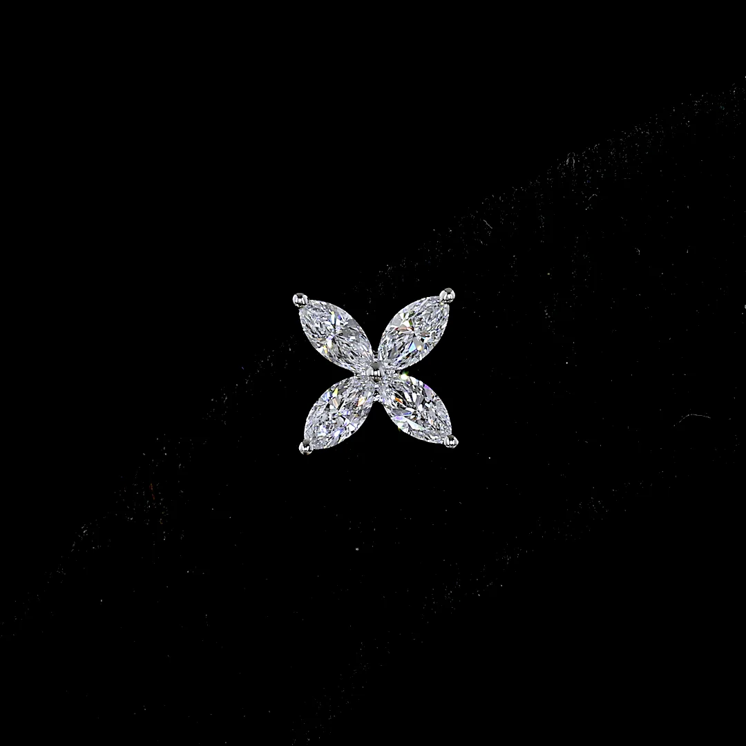 0.93 Cts Platinum Marquise Shape Studs Earring - Image 3