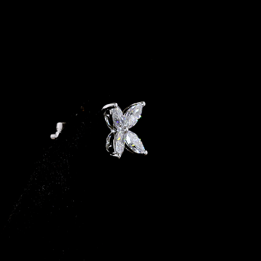 0.93 Cts Platinum Marquise Shape Studs Earring - Image 4