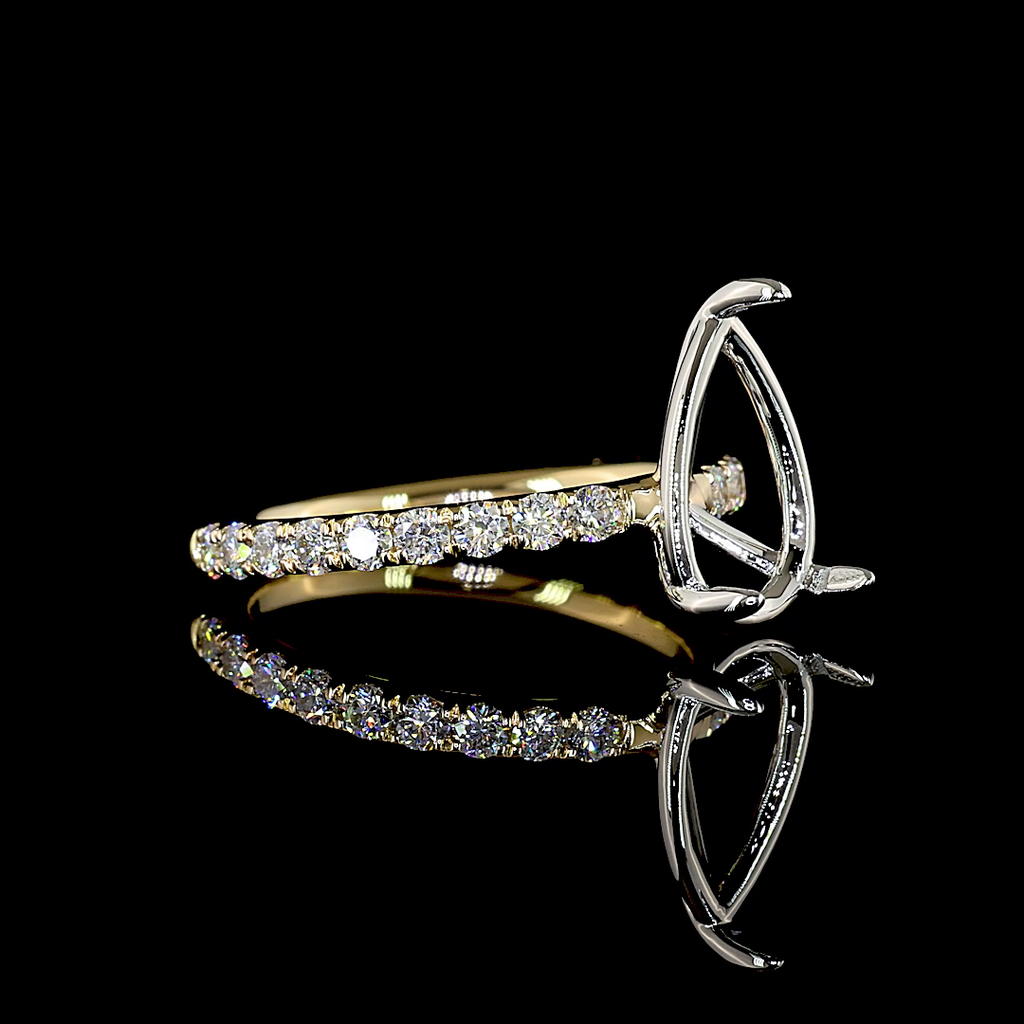 0.47 Cts 14k Yellow Gold Round Shape Hidden Halo Ring - Image 3