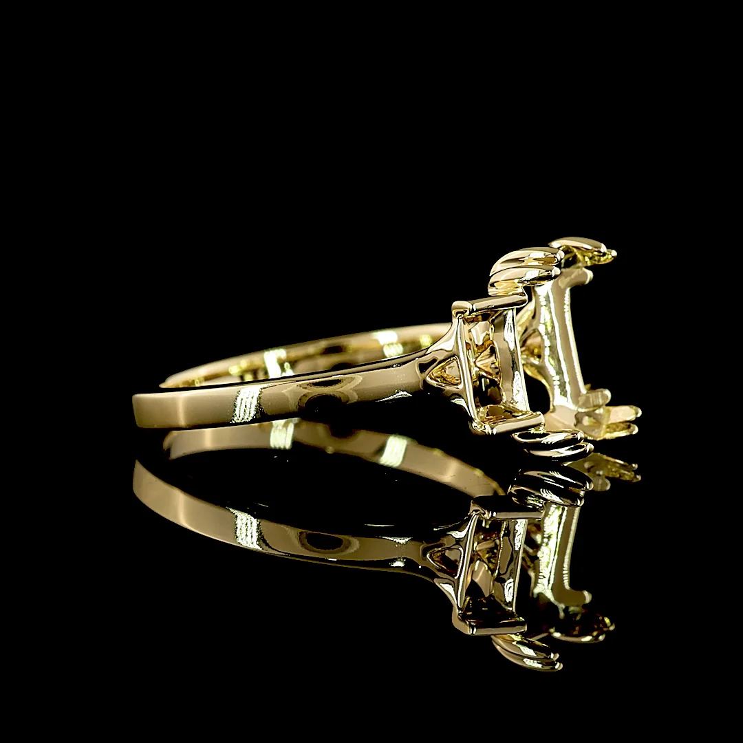 0 Cts 14k Yellow Gold Shape 3 Stones Ring - Image 3