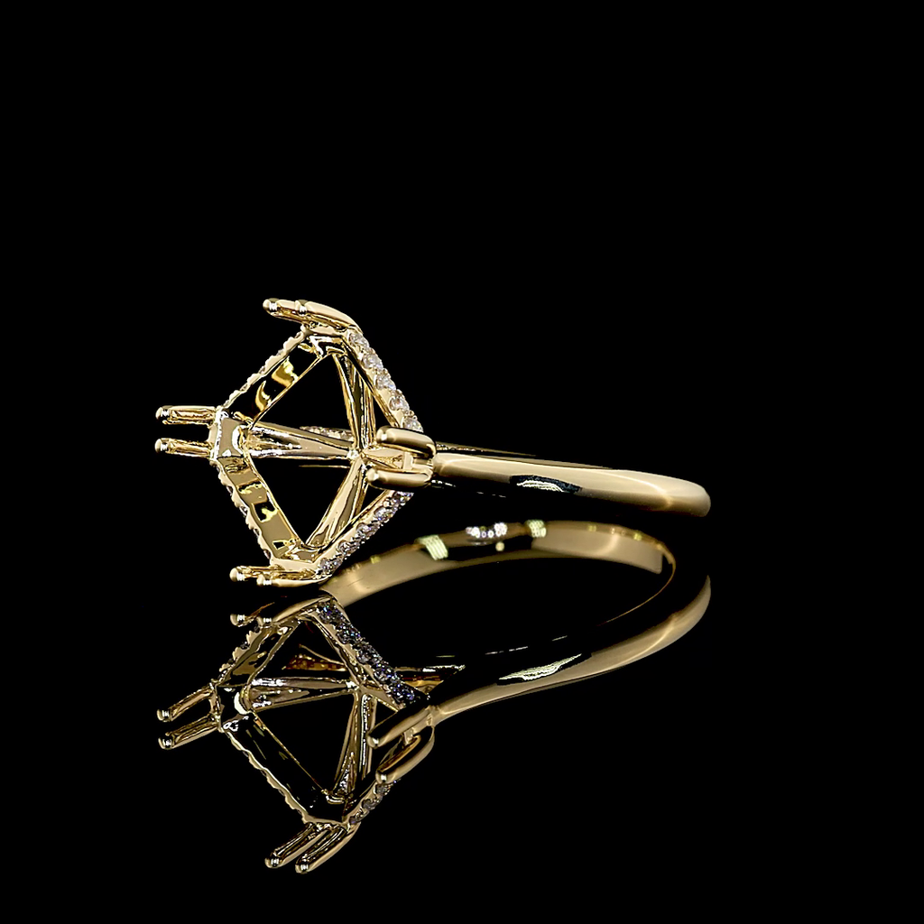 0.14 Cts 14k Yellow Gold Asscher Shape Hidden Halo Ring - Image 2