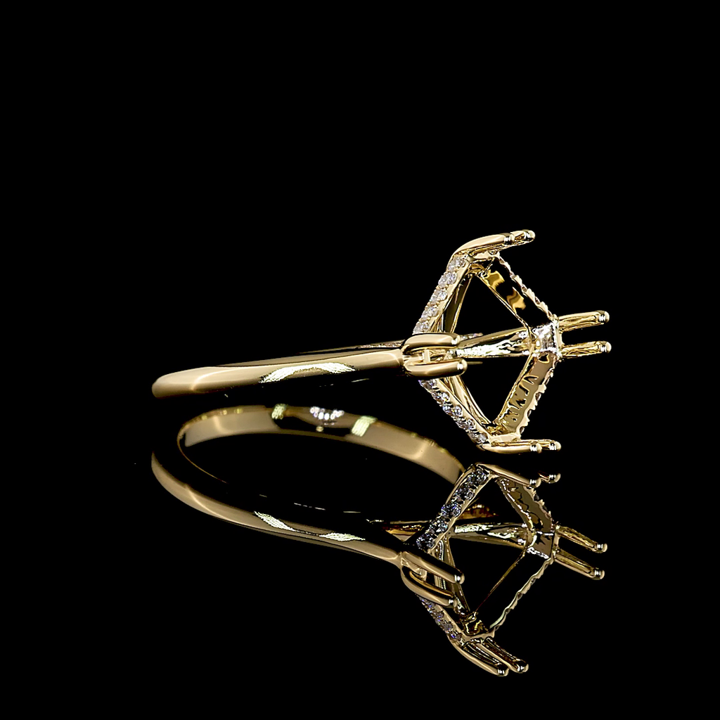 0.14 Cts 14k Yellow Gold Asscher Shape Hidden Halo Ring - Image 3