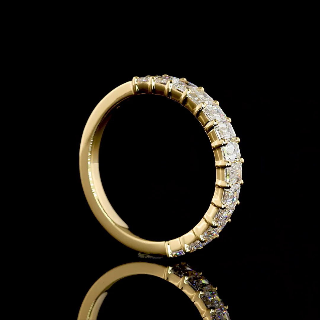 1.64 Cts 18k Yellow Gold Emerald Shape 3/4 Band Eternity Band - Image 2