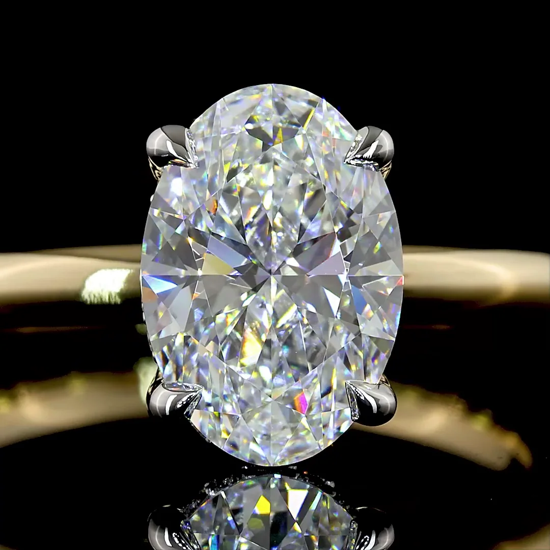 2.09 Cts 14k Two Tone Oval Shape Hidden Halo Ring - Image 3