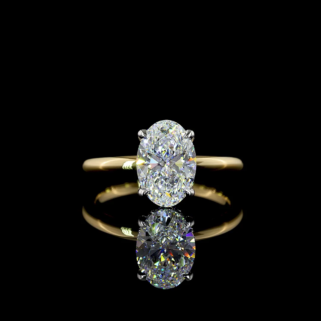 2.09 Cts 14k Two Tone Oval Shape Hidden Halo Ring - Video