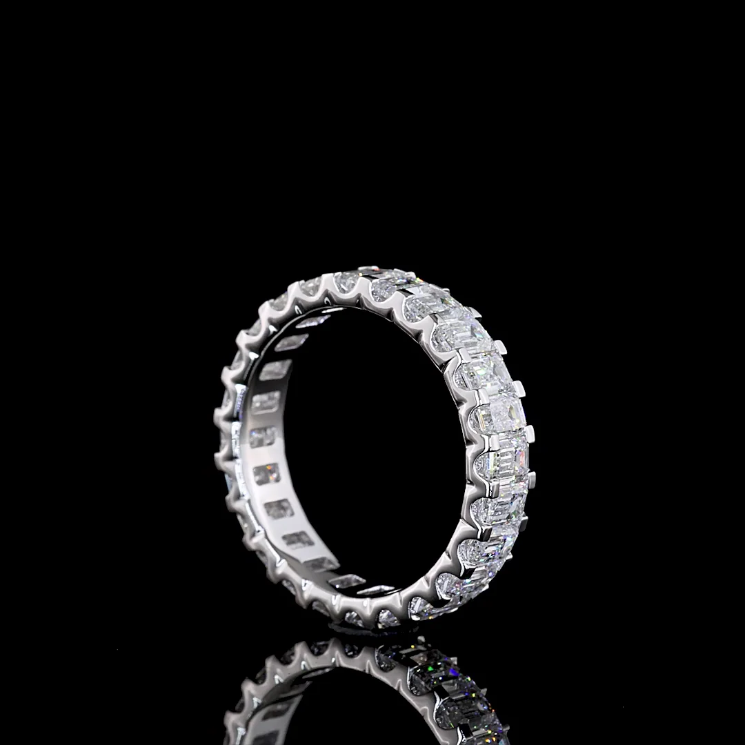 2.44 Cts 14k White Gold Emerald Shape Eternity Band Eternity Band - Image 2