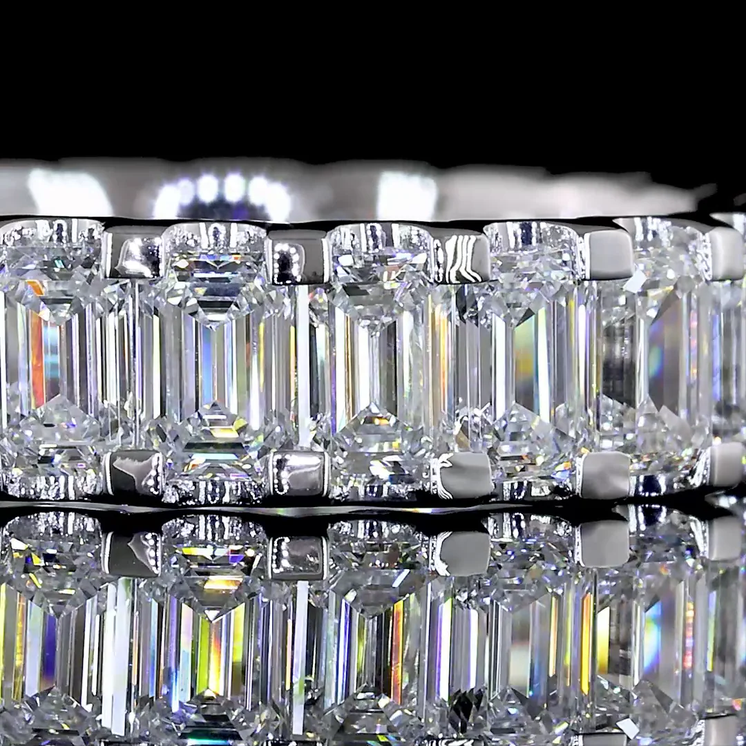 2.44 Cts 14k White Gold Emerald Shape Eternity Band Eternity Band - Image 3