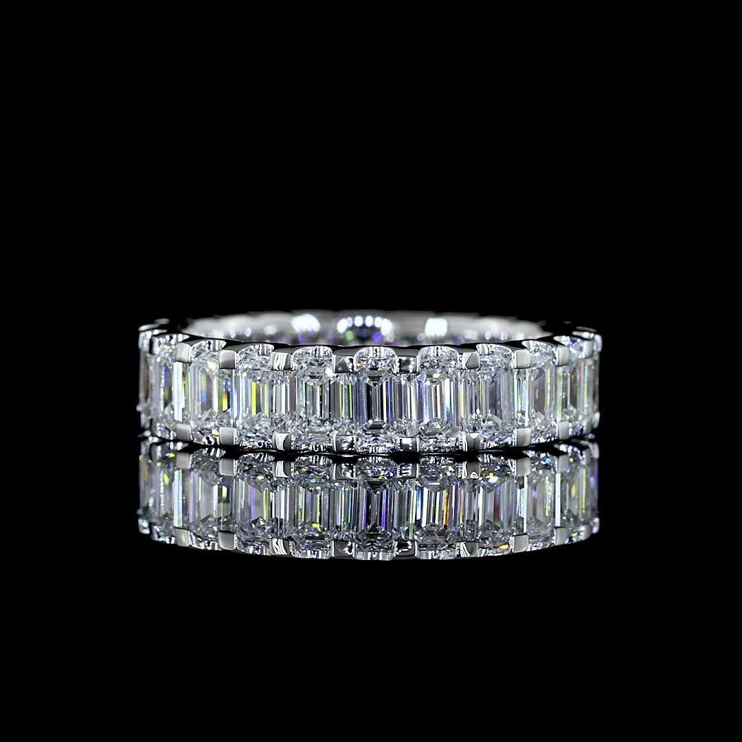 2.44 Cts 14k White Gold Emerald Shape Eternity Band Eternity Band - Video
