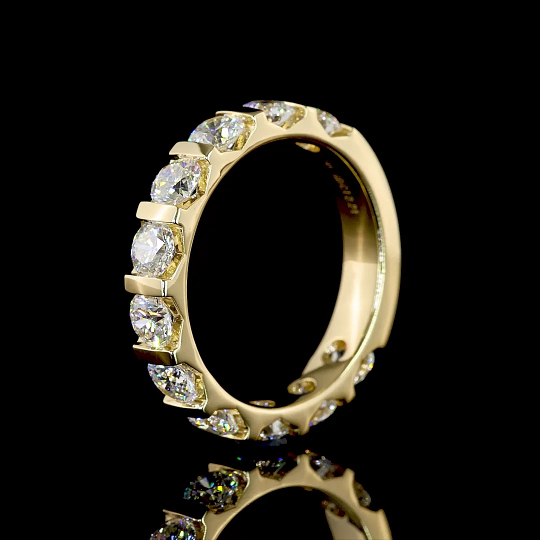 2.2 Cts 14k Yellow Gold Round Shape 3/4 Band Eternity Band - Image 4