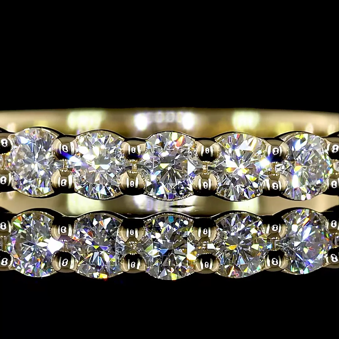 0.45 Cts 14k Yellow Gold Round Shape Half Eternity Eternity Band - Image 3