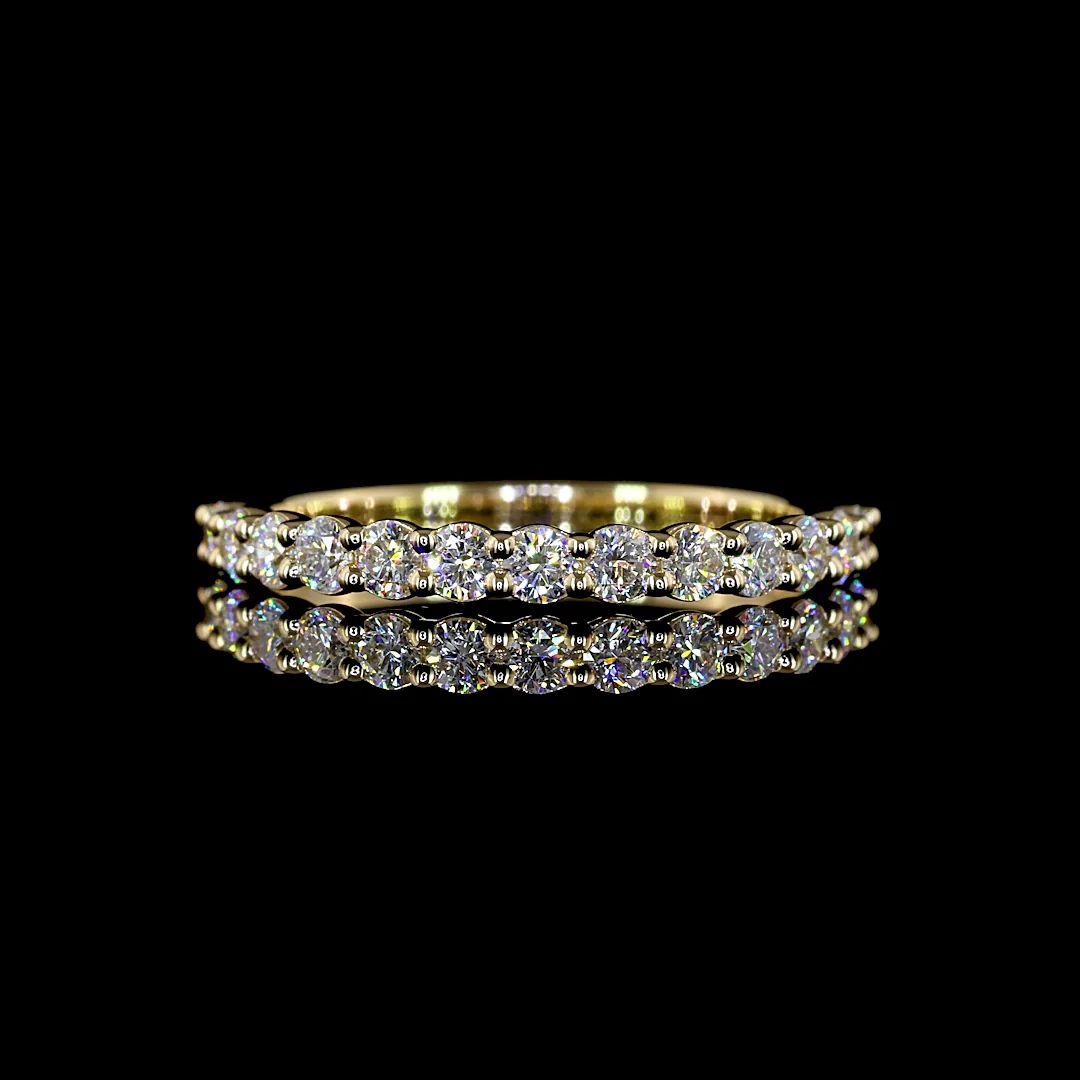 0.45 Cts 14k Yellow Gold Round Shape Half Eternity Eternity Band - Video