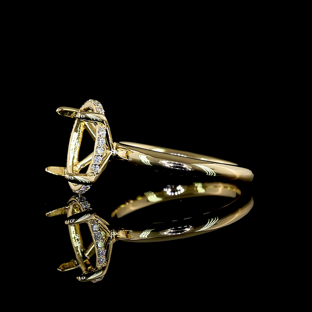 0.09 Cts 14k Yellow Gold Shape Hidden Halo Ring - Image 2
