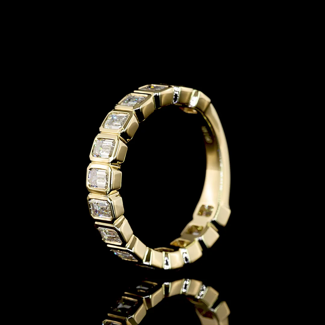 1.58 Cts 14k Yellow Gold Emerald Shape 3/4 Band Eternity Band - Image 4