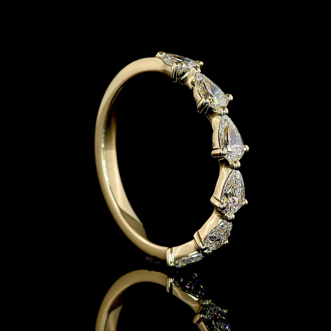 0.93 Cts 14k Yellow Gold Pear Shape Half Eternity Eternity Band - Image 2