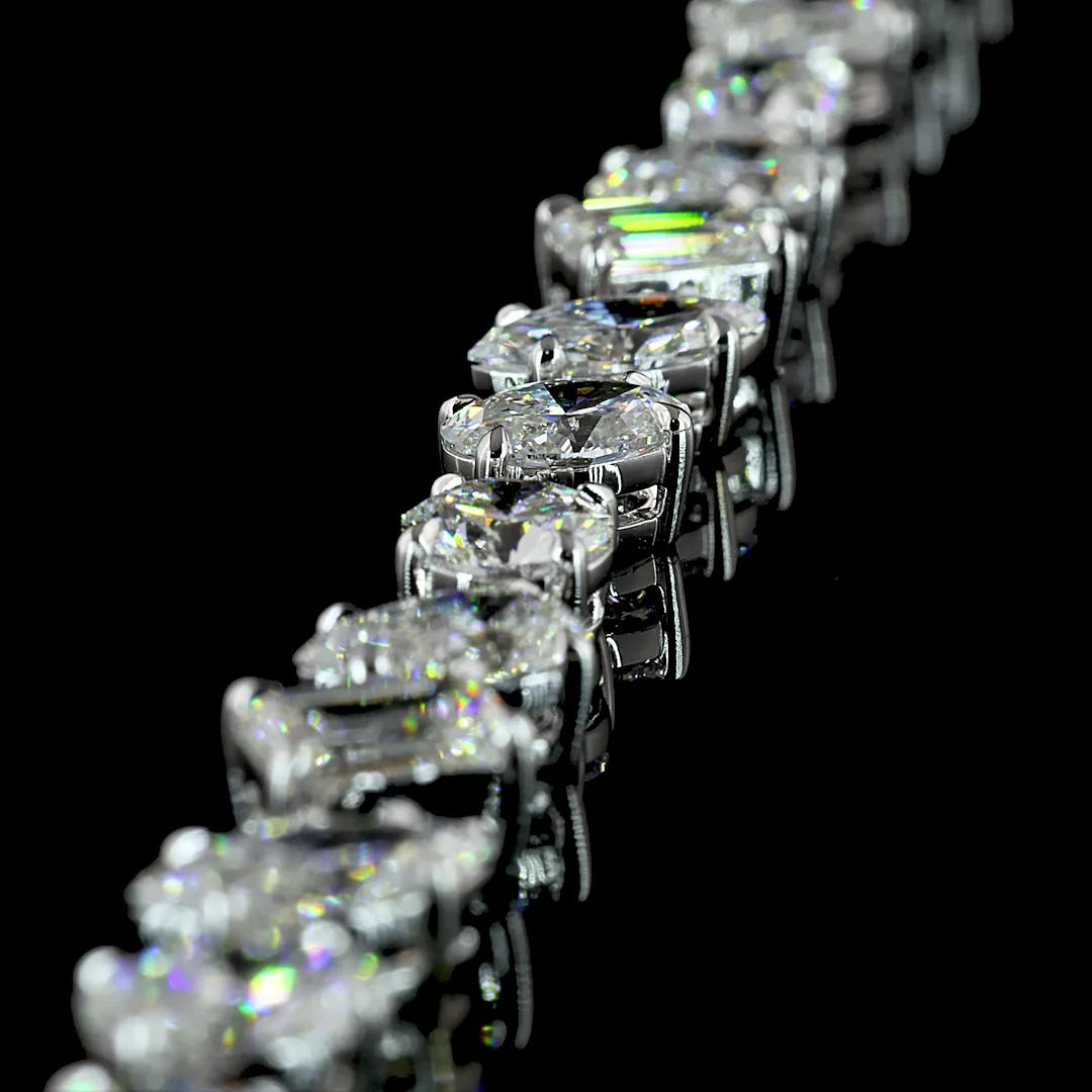 33.24 Cts 14k White Gold Oval Shape Station Necklace - Image 4