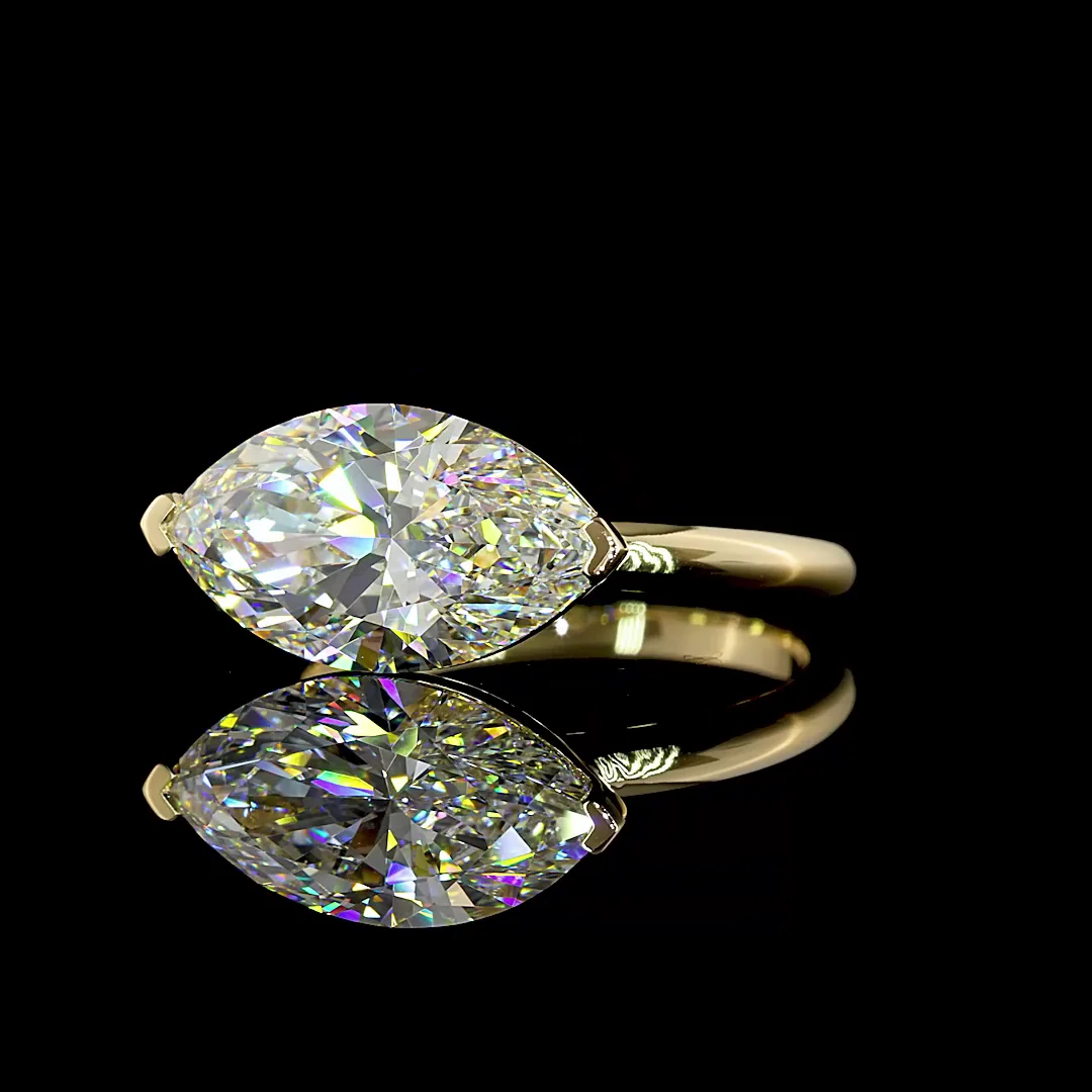 4.04 Cts 14k Yellow Gold Marquise Shape Solitaire Ring - Image 2