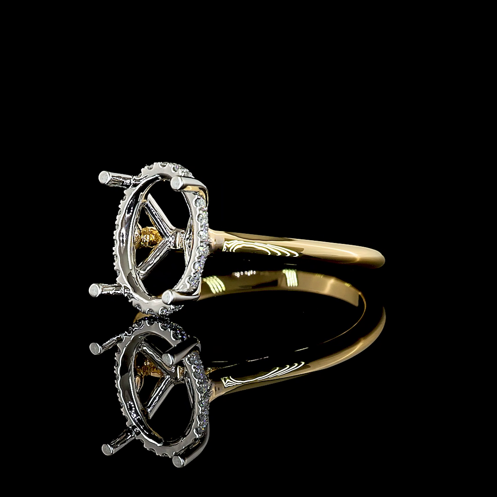 0.12 Cts 18k Yellow Gold - Platinum Shape Hidden Halo Ring - Image 2