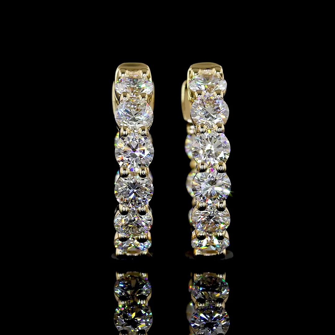 1.64 Cts 14k Yellow Gold Round Shape Huggies Earring - Image 3