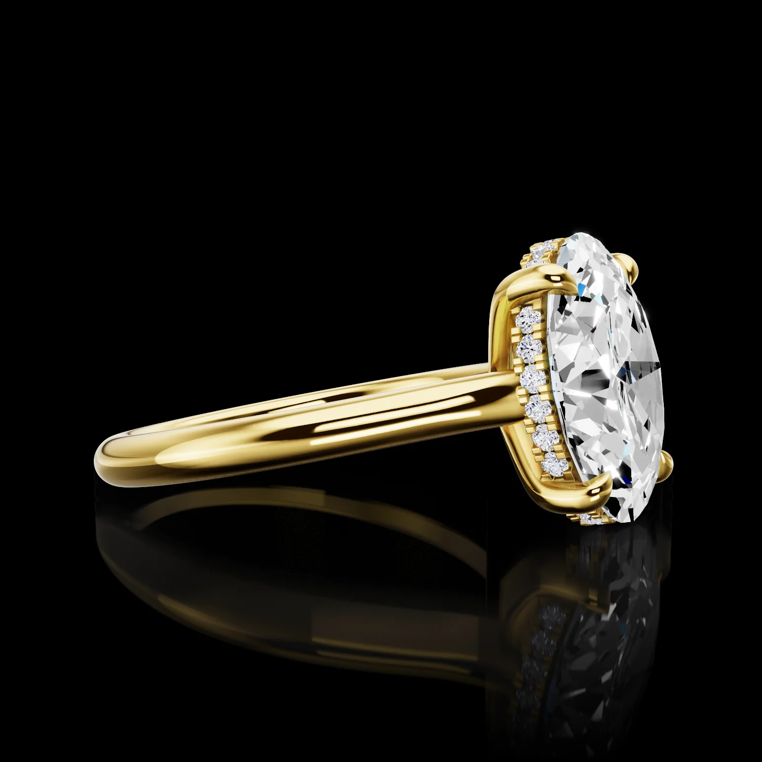 0.12 Cts 18k Yellow Gold Round Shape Hidden Halo Ring - Image 3