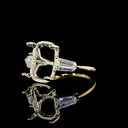 0.82 Cts 18k Two Tone Antique Cushion Shape 3 Stones Ring - Image 2