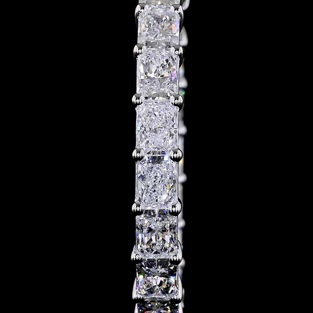 7.07 Cts 14k White Gold Radiant Shape Hoops Earring - Image 2