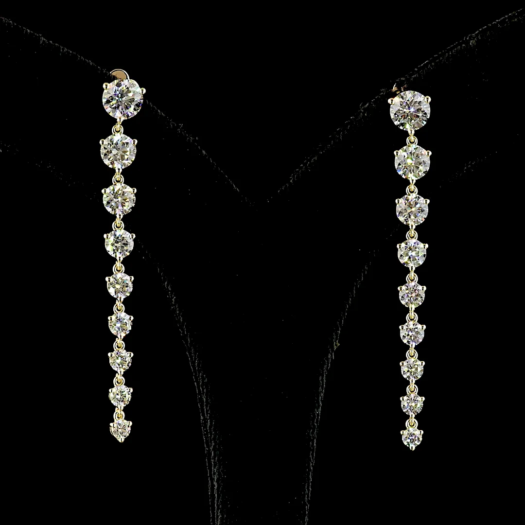 4.91 Cts 14k Yellow Gold Round Shape Hanging Earring - Video