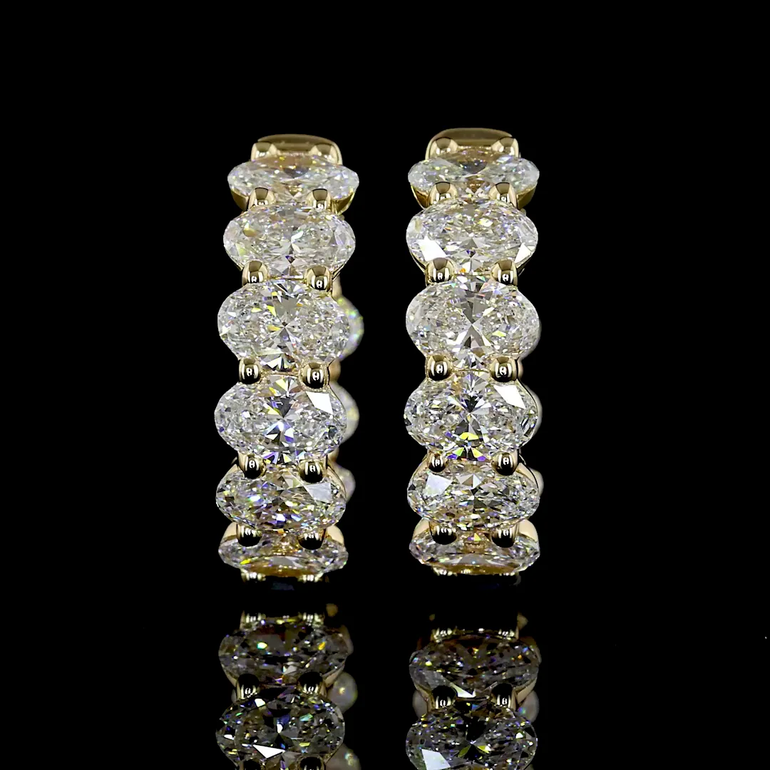 2.98 Cts 14k Yellow Gold Oval Shape Huggies Earring - Image 3