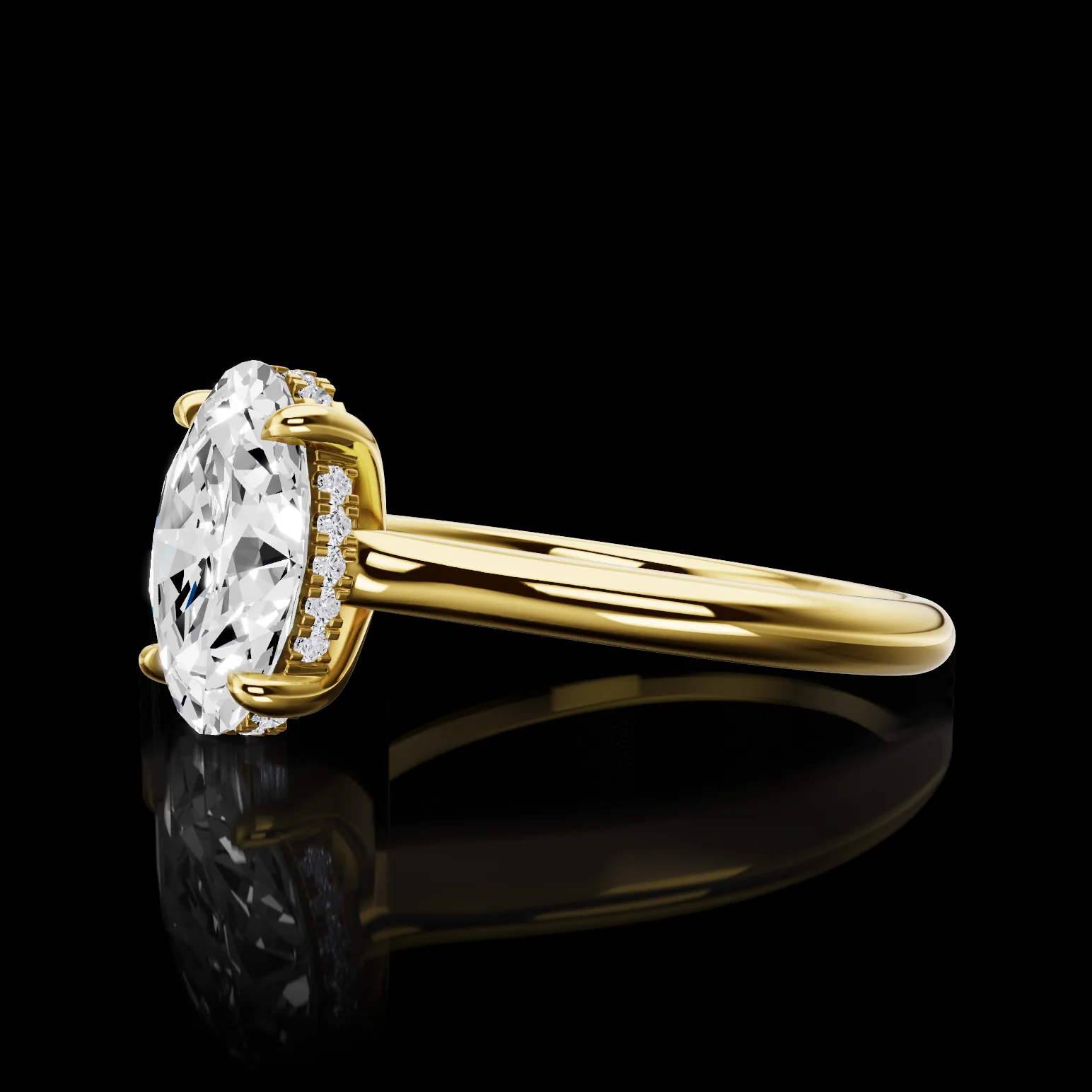 0.09 Cts 18k Yellow Gold Round Shape Hidden Halo Ring - Image 2