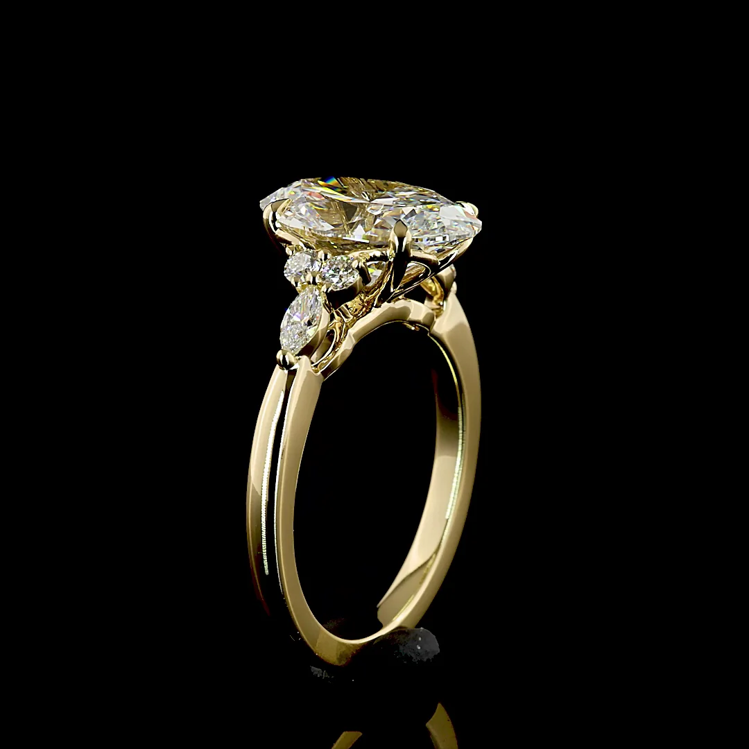 3.35 Cts 14k Yellow Gold Oval Shape Split Shank Ring - Image 4