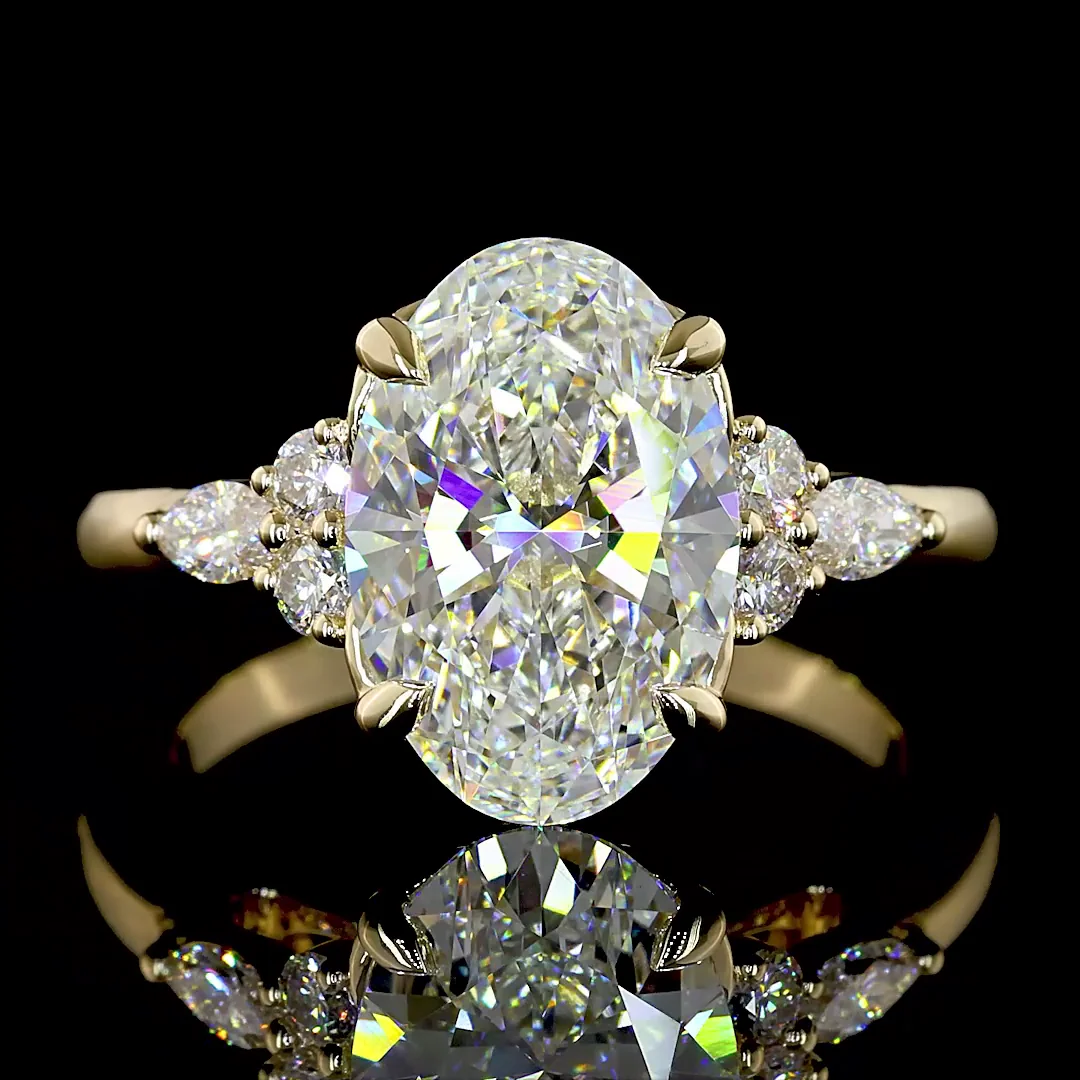 2.82 Cts 14k Yellow Gold Oval Shape Split Shank Ring - Image 3