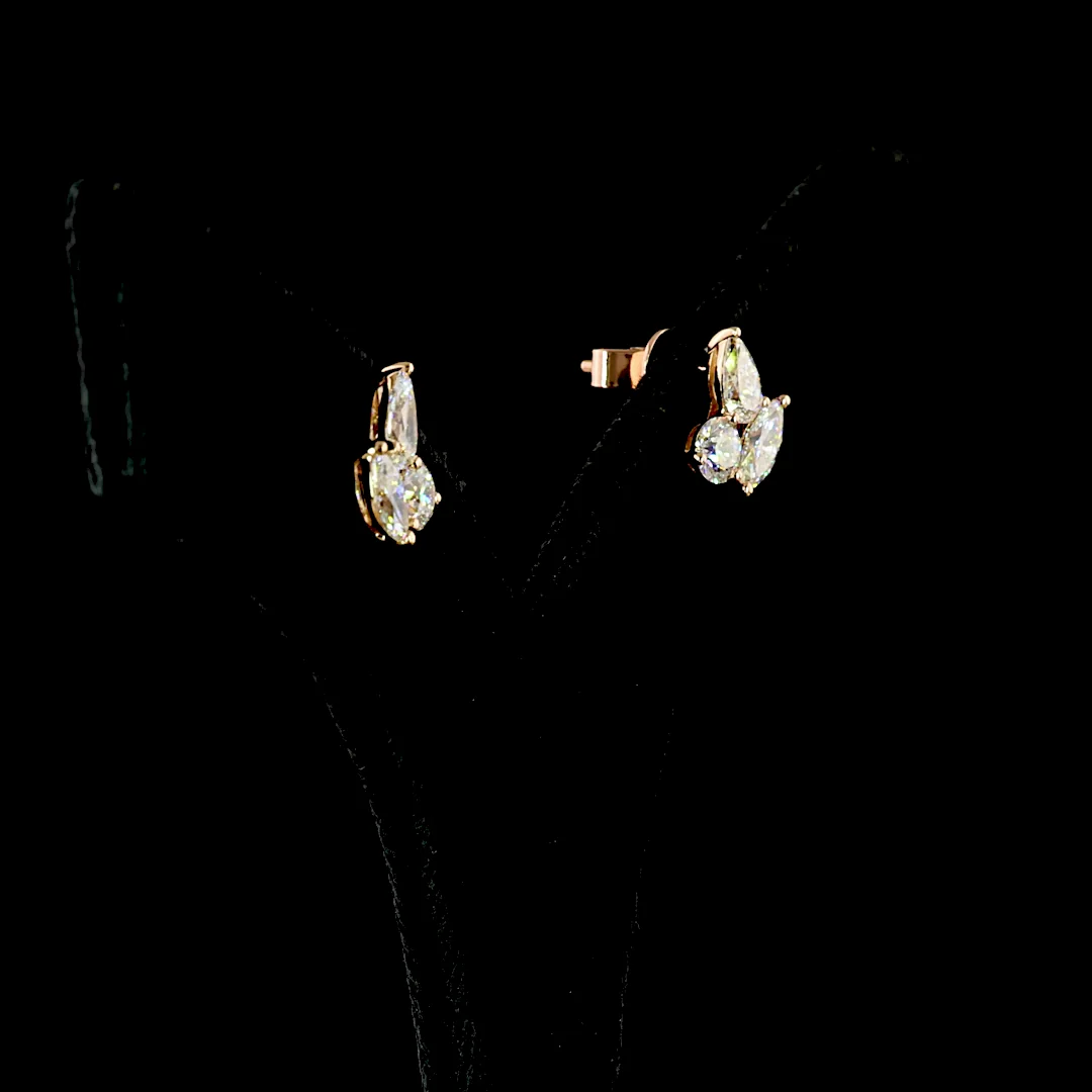 1.99 Cts 14k Rose Gold Marquise Shape Studs Earring - Image 2