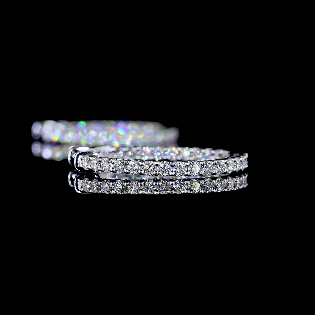 0.91 Cts 14k White Gold Round Shape Hoops Earring - Image 4